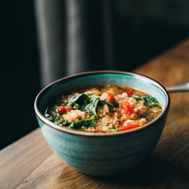 Slow Cooker Tomato, Kale and Quinoa Soup