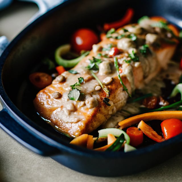 Teriyaki Salmon with Sriracha Cream Sauce