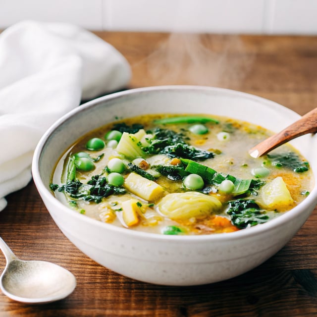 20-Minute Leek, Pea & Cavolo Nero Soup
