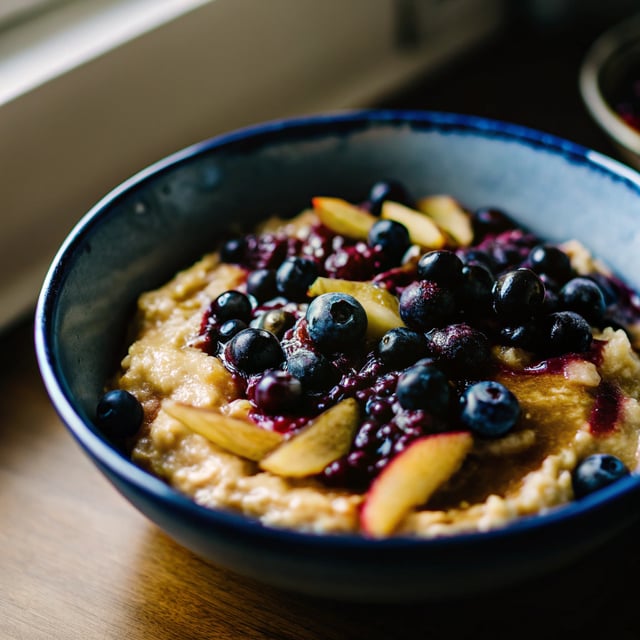 Apple Porridge With Blueberry Compote