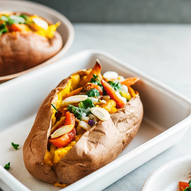 Baked Sweet Potato With Turmeric Coconut Sauce