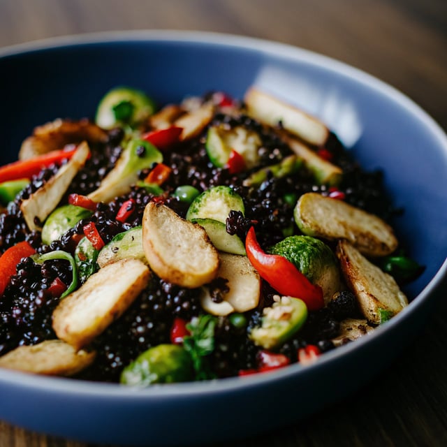 Black Rice Salad With Brussels Sprouts & Parsnips