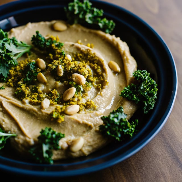 Cannellini Bean Hummus With Kale & Pistachio Pesto