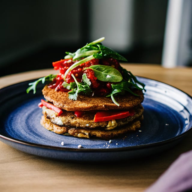 Chilli Pancakes With Harissa-Roasted Vegetables