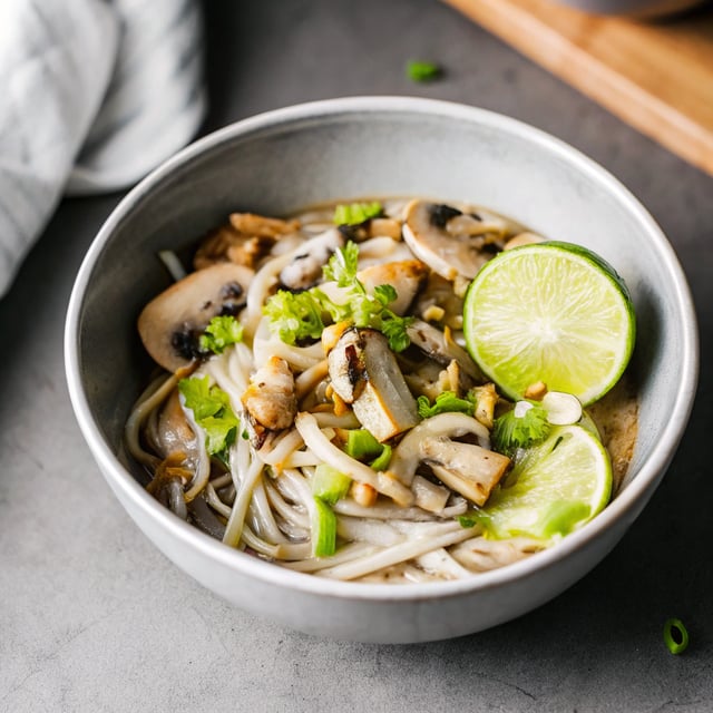 Comforting Udon Noodle Bowls with Mushroom and Coconut