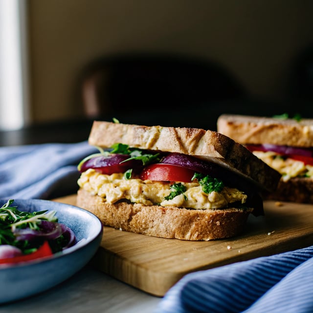 Creamy Hummus & Roasted Veg Sandwich