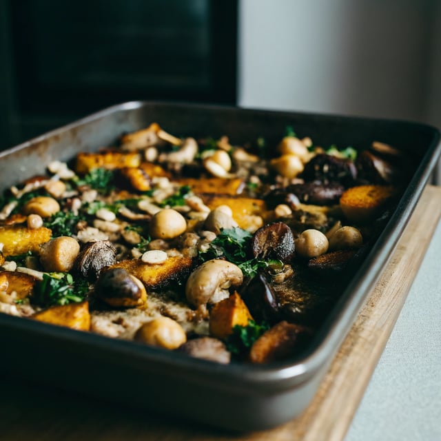 Creamy Mushroom & Butter Bean Traybake