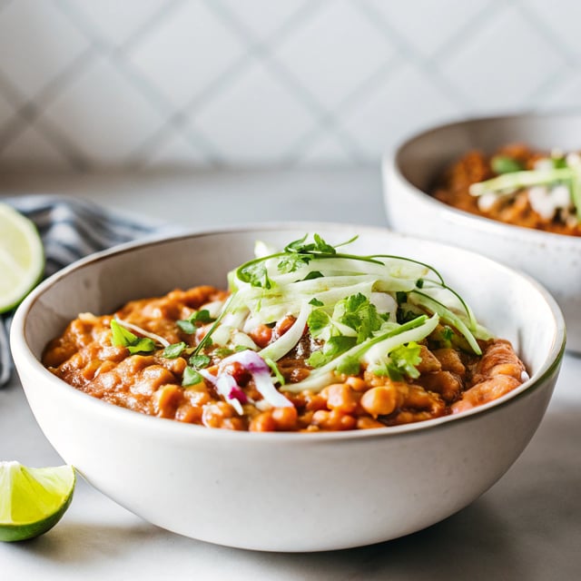 Creamy White Bean Chilli with Green Slaw