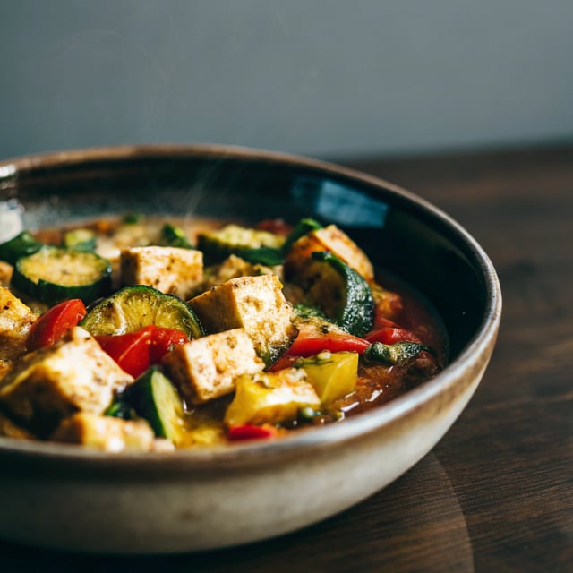 Easy Courgette, Tomato & Tofu Curry