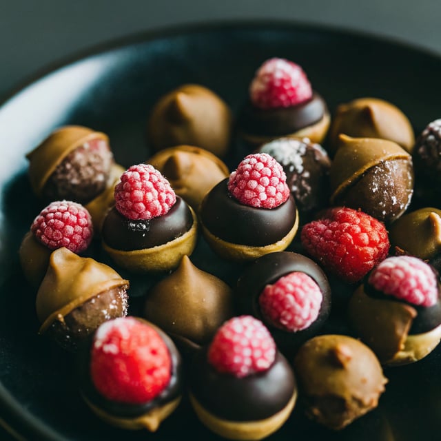 Frozen Raspberry, Chocolate & Peanut Butter Bites