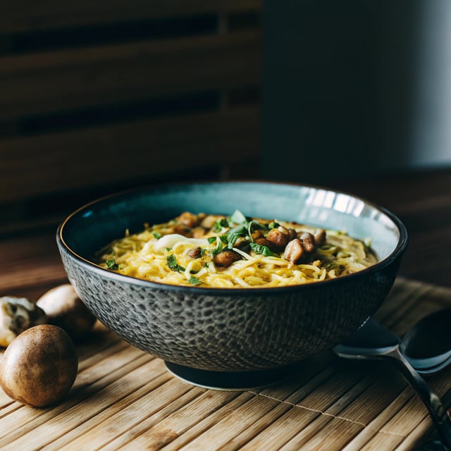 Golden Turmeric Mushroom Noodles
