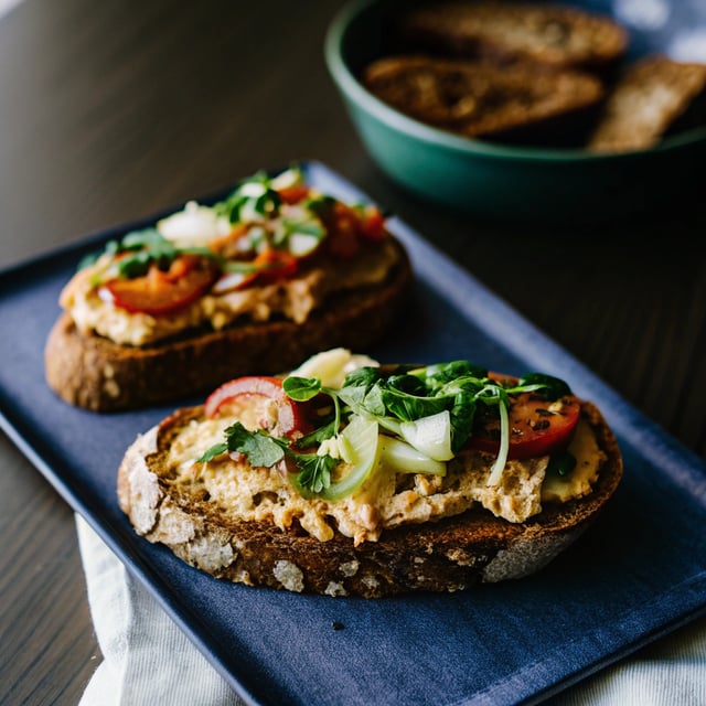 Harissa Cashew Cream on Rye Bread