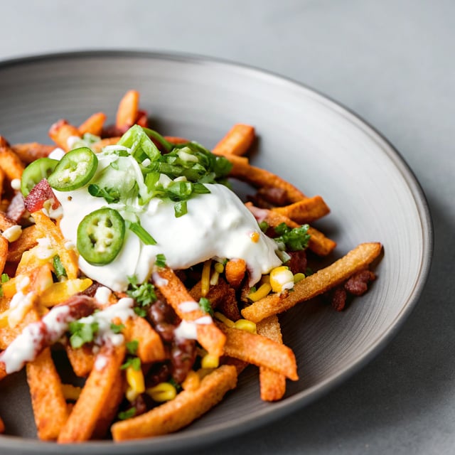 Loaded Chilli Sweet Potato Fries