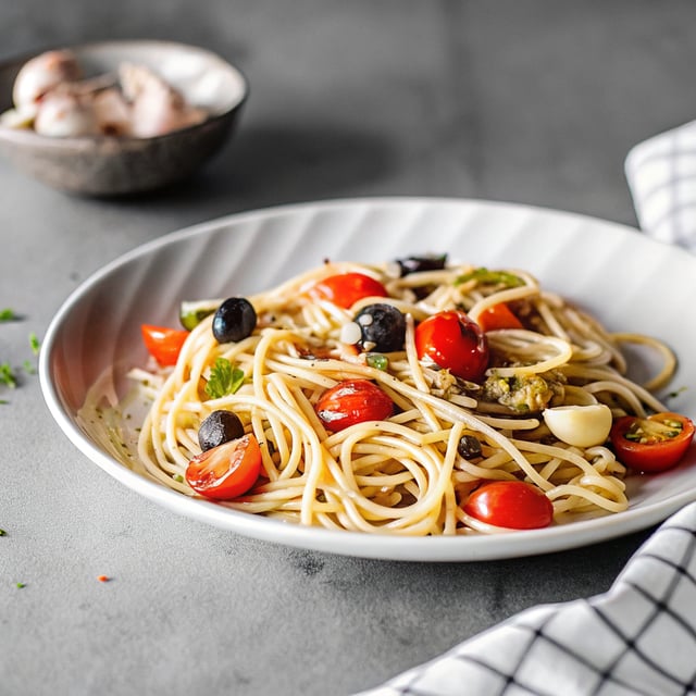 Olive, Garlic & Tomato Pasta