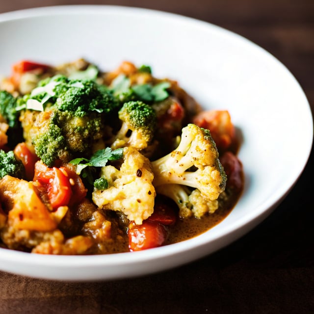 One-Pan Cauliflower Curry With Coriander Cashew Pesto