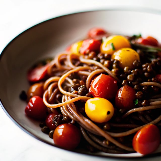 One-Pan Tomato & Lentil Spaghetti