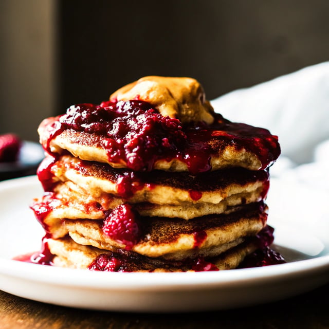 Peanut Butter & Raspberry Pancakes