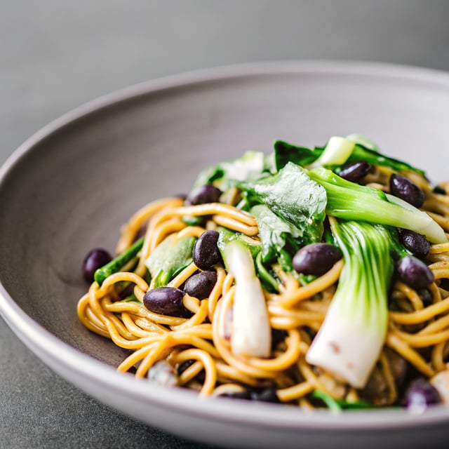 Peanut Noodles With Pak Choi & Black Beans