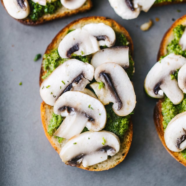 Pesto Mushrooms on Toast