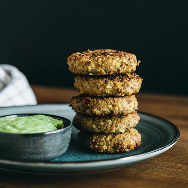 Quinoa Fritters With Minty Green Sauce