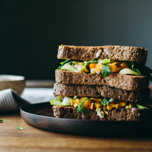 Roasted Butternut Squash & Sriracha Cashew Sauce Sandwich