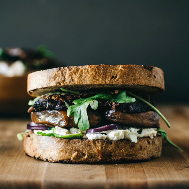 Roasted Portobello & Caramelised Onion Sandwich