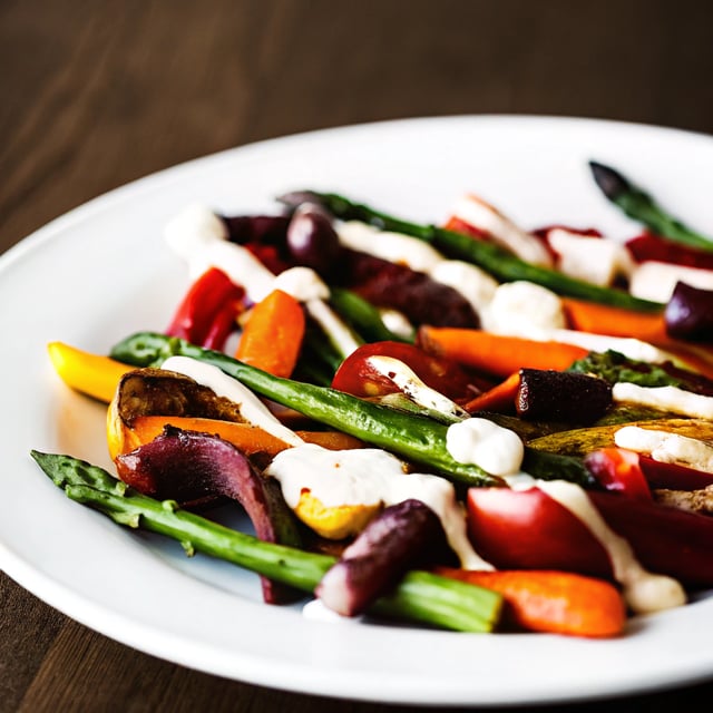 Roasted Spring Vegetables With Zesty Tahini Dressing
