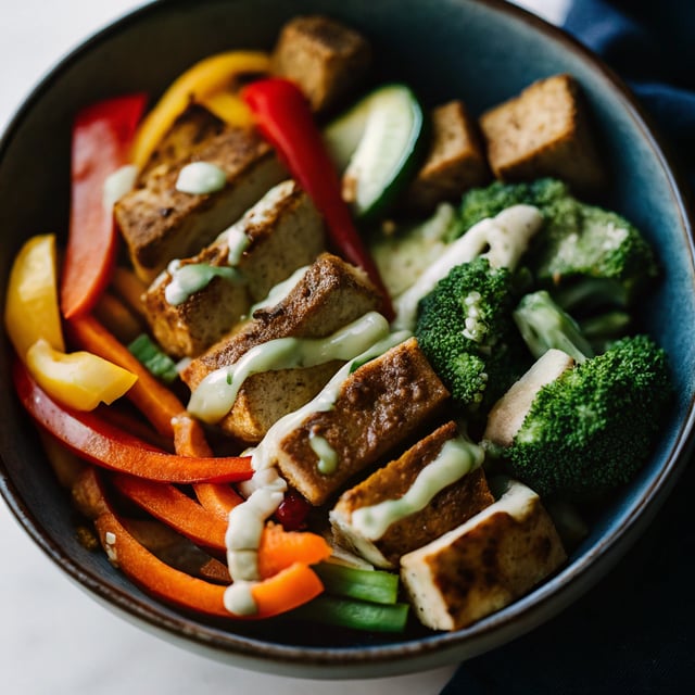 Roasted Veg & Tofu Bowl With Wasabi Dressing