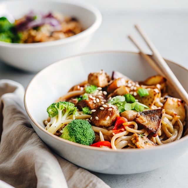 Sautéed Sesame & Aubergine Noodle Bowl