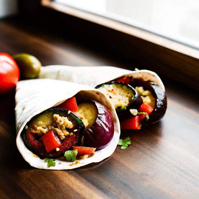 Shawarma-Spiced Aubergine Wraps