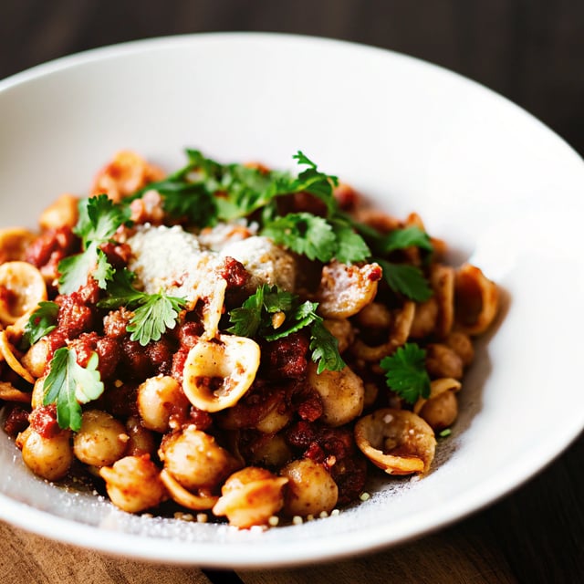Speedy Garlic, Chickpea & Chilli Orecchiette