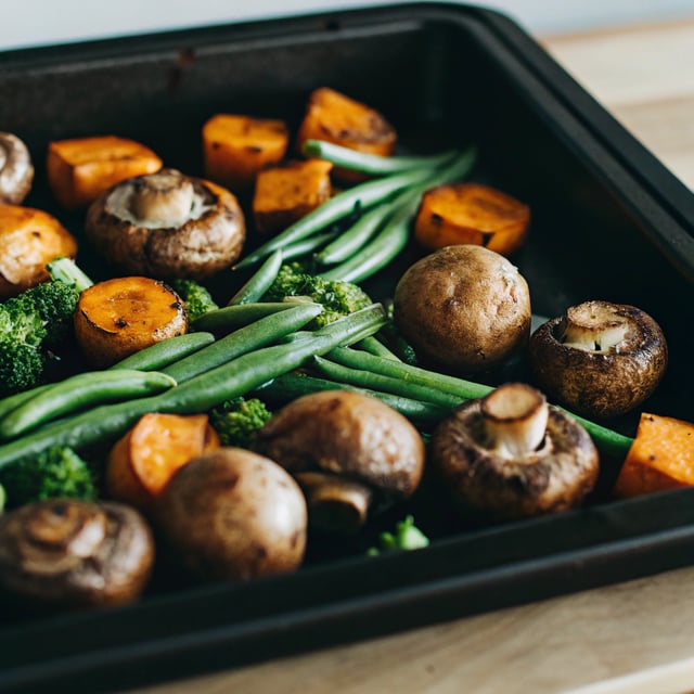 Sweet Potato, Mushroom & Bean Traybake