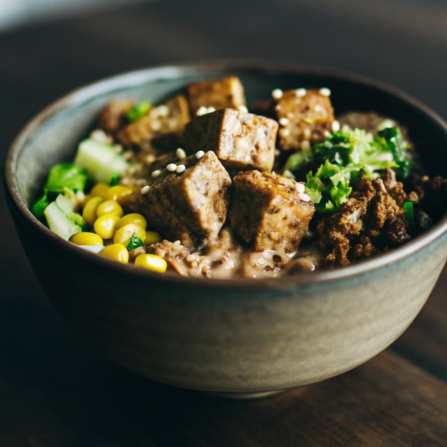 Tofu Grain Bowl With Miso Tamari Sauce