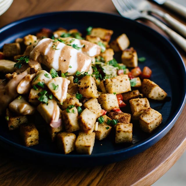 Tofu & Potato Breakfast Hash With Spicy Tahini Sauce