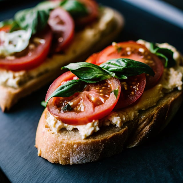Tomato, Basil & Hummus Tartine