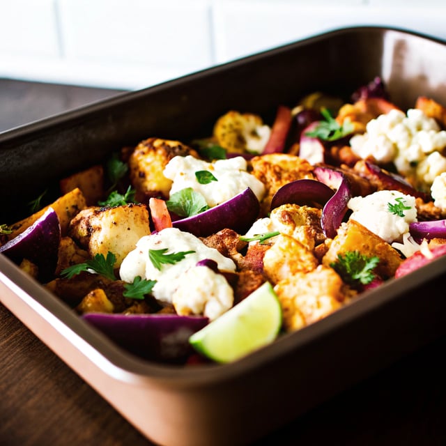 Turmeric Cauliflower & Sweet Potato Traybake