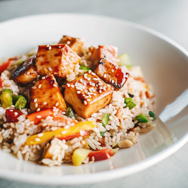 Veggie Fried Rice With Maple & Sesame Tofu
