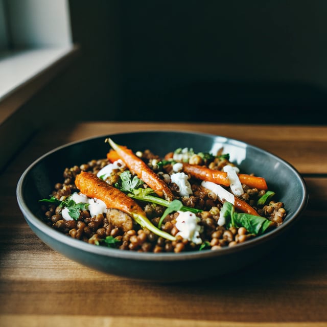 Warm Roasted Carrot & Lentil Salad