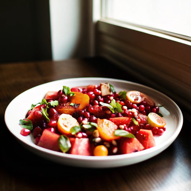 Watermelon, Tomato & Pomegranate Salad