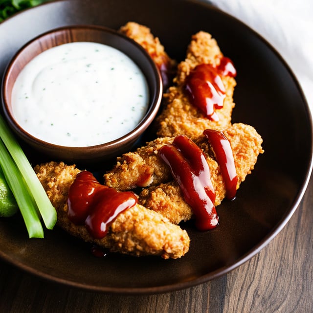 Baked Buffalo Chicken Tenders with Dude Diet Ranch Dressing