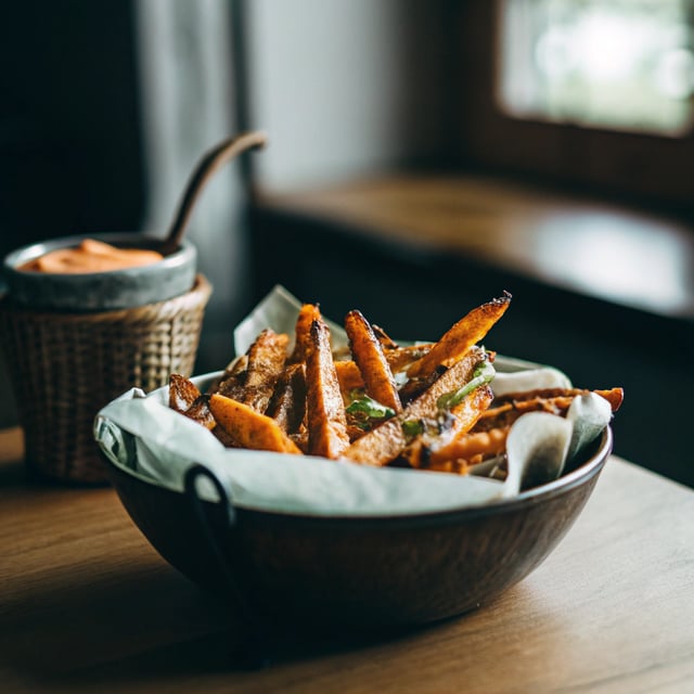 Baked Sweet Potato Fries with Coconut Oil-Sriracha Aoli