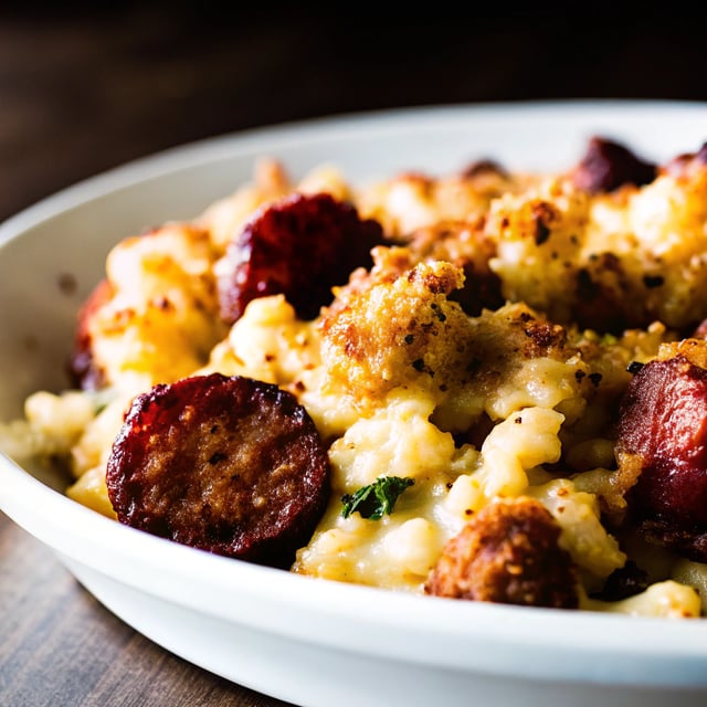 Cauliflower Mac and Cheese with Chicken Sausage