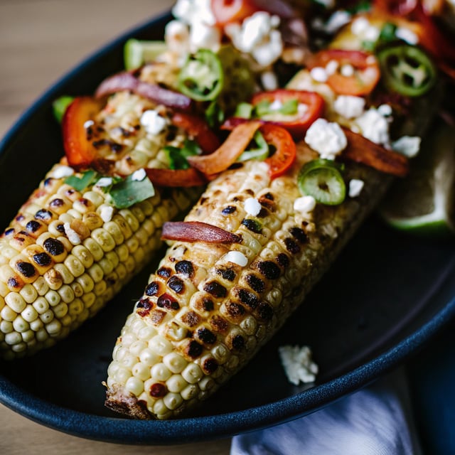 Charred Corn with Bacon, Chiles and Cheese