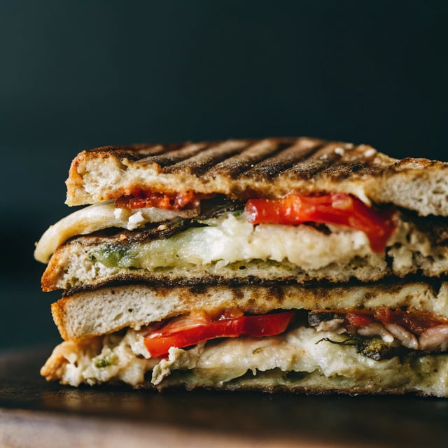 Cheesy Pesto Chicken Panini with Prosciutto and Tomatoes
