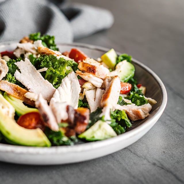 “Chicken Club” Salad with Kale, Avocado and Dijon-Buttermilk Dressing