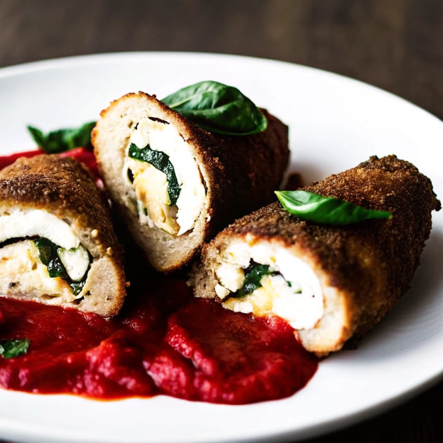 Chicken Rollatini with Roasted Red Pepper Tomato Sauce