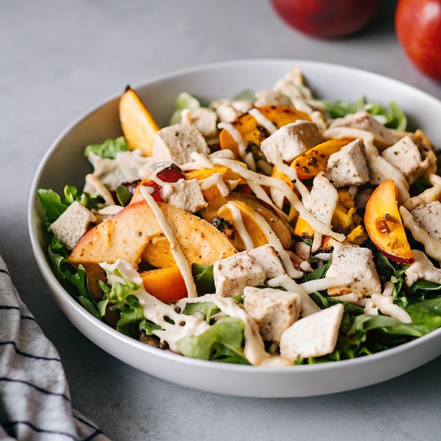 Chicken Taco Salad with Grilled Peaches and Creamy Chipotle Dressing