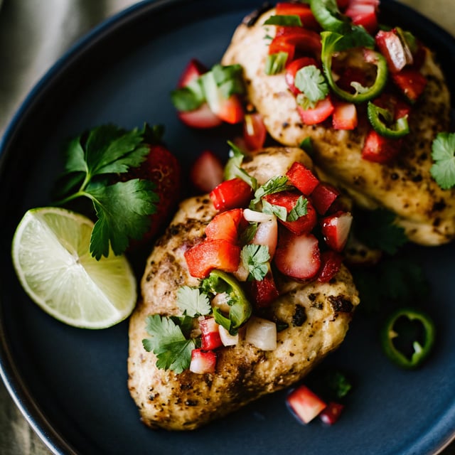 Cilantro Lime Grilled Chicken with Strawberry-Jalapeño Salsa