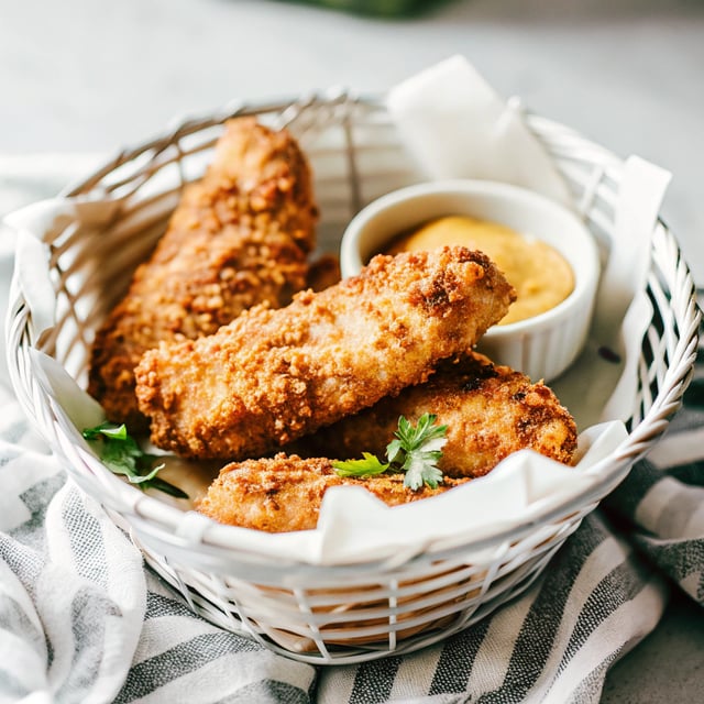 Crispy Baked Chicken Tenders with Sriracha Honey Mustard