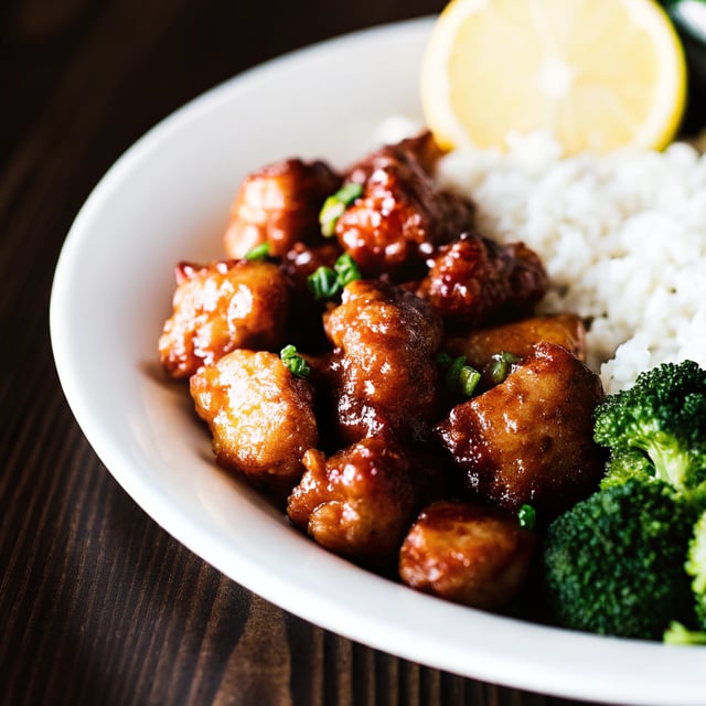 Crispy Orange Chicken with Lemon-Ginger Broccoli Rice